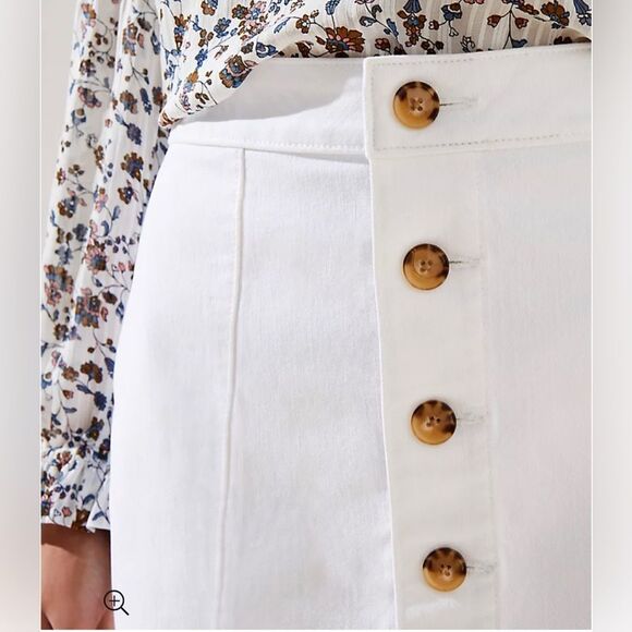Loft Petite White Denim Button Down Skirt New with tags Size 12 - Picture 2 of 10